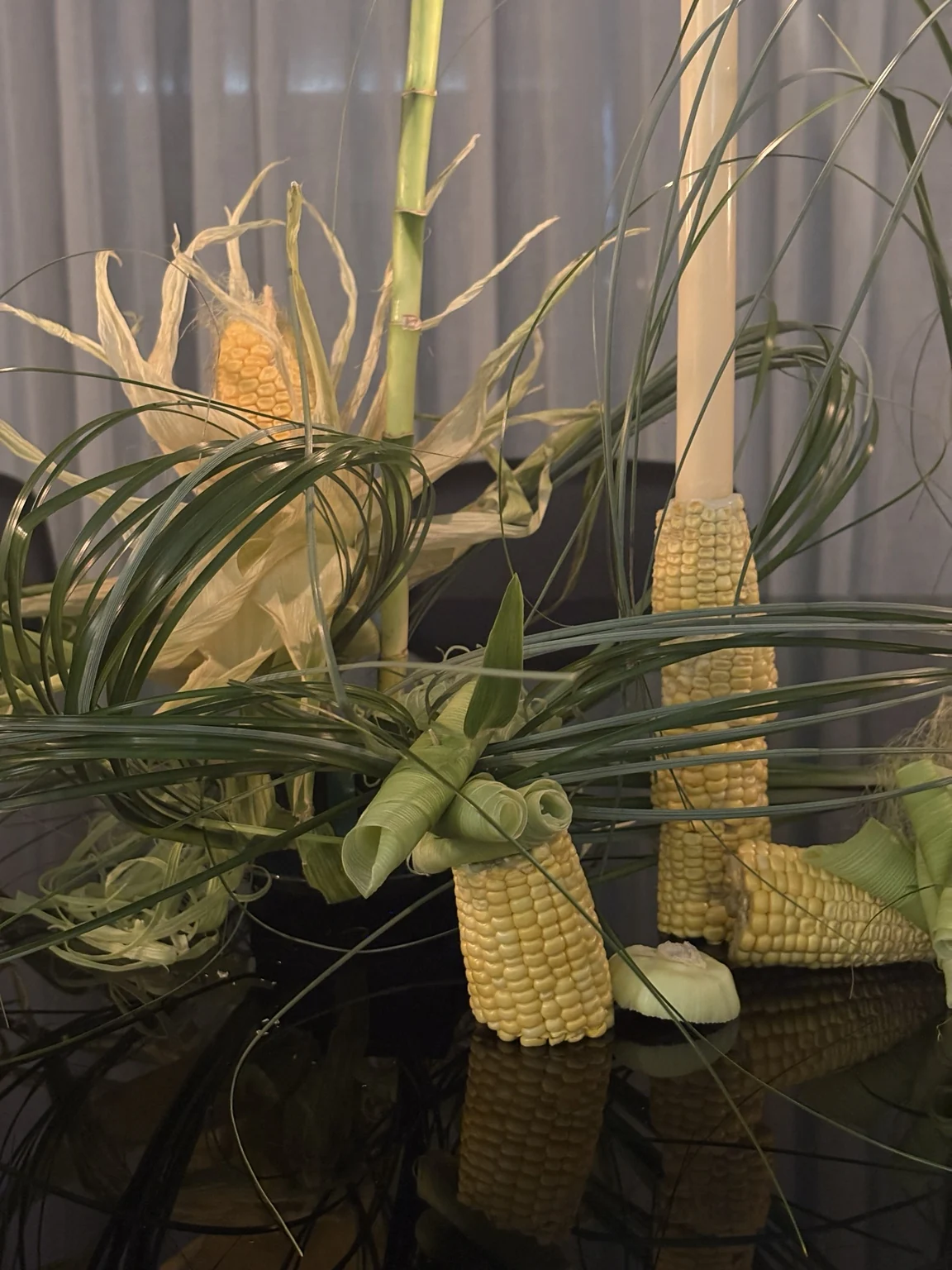Abstract botanical corn composition and bamboo